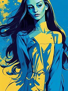 Stylized Young Woman with Colorful Background