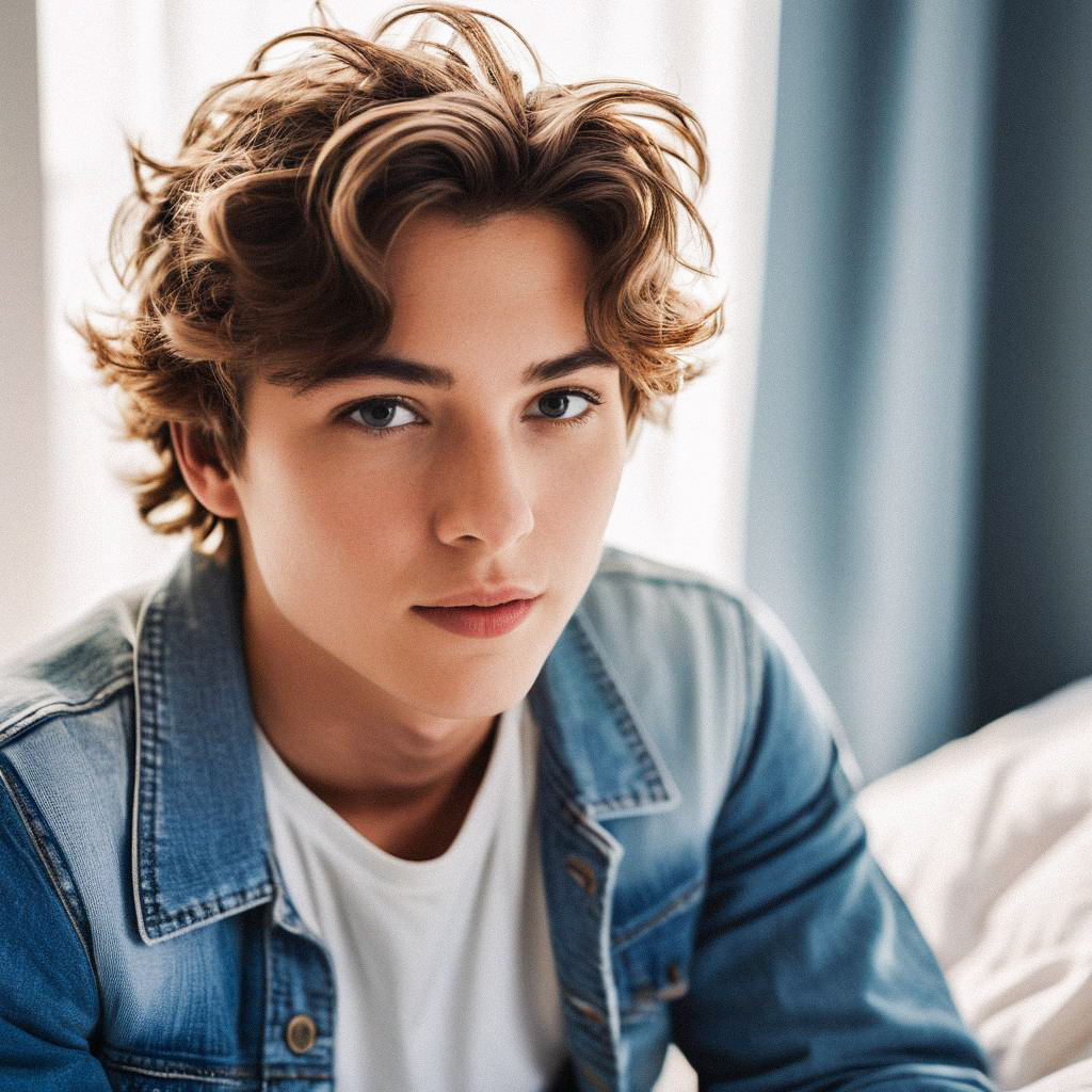 Youthful Male Model in Denim Jacket