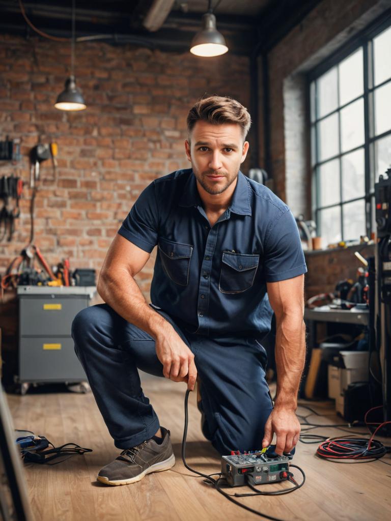 Electrician Working in Stylish Workshop