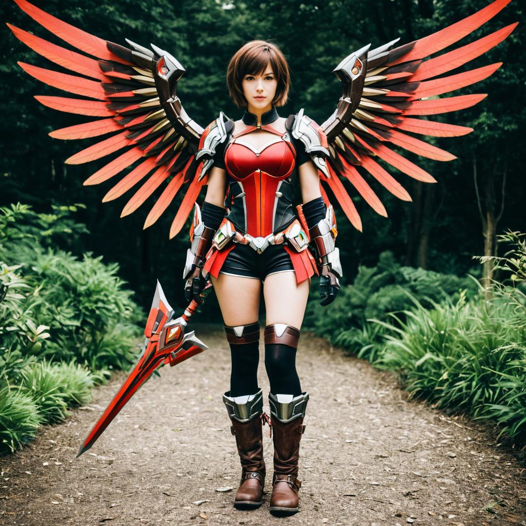 Fantasy Cosplay Woman with Mechanical Wings Fantasy Cosplay Woman with Mechanical Wings