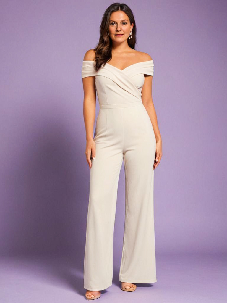 Elegant Woman in Off-Shoulder Jumpsuit