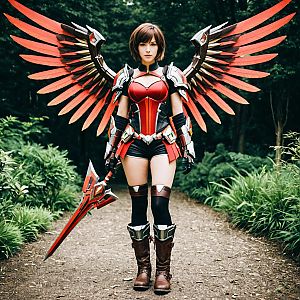 Fantasy Cosplay Woman with Mechanical Wings