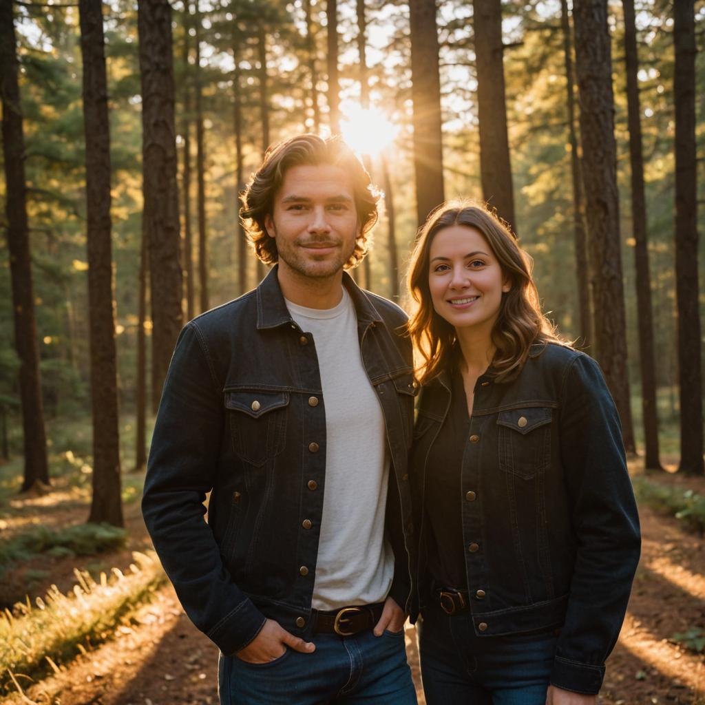 Couple in Sunlit Forest