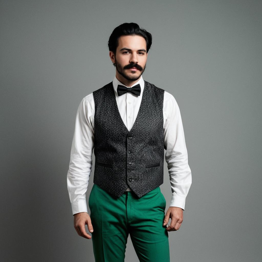 Stylish Man in Formal Costume with Green Trousers
