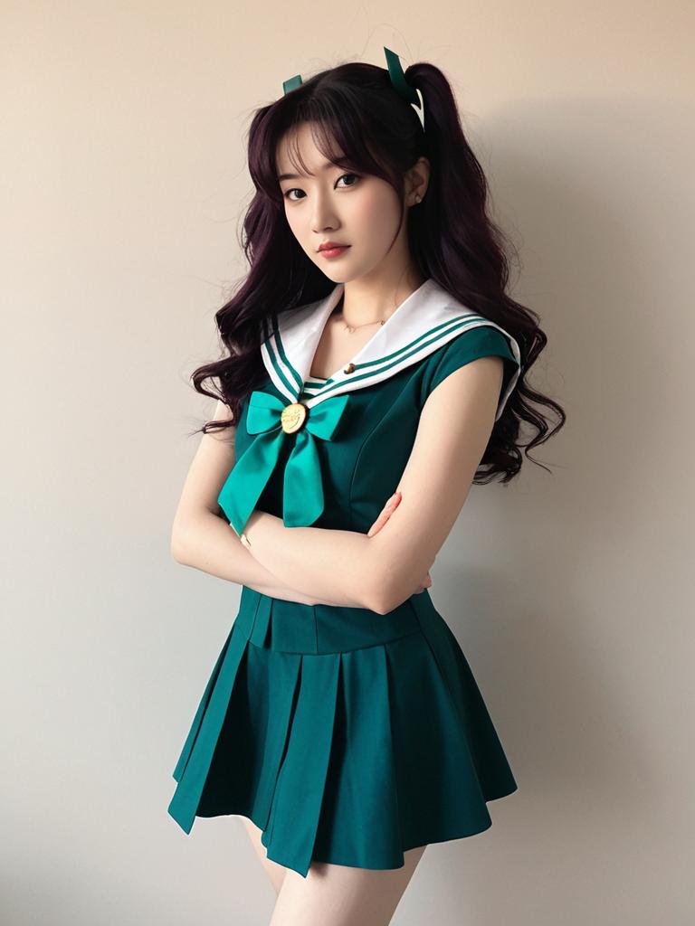 Sexy Cosplay Woman Dressed as Michiru Kaiou Sailor Neptune from Sailor Moon