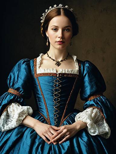 Elegant Woman in Renaissance Gown Photorealistic Studio Portrait