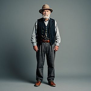 Confident Elderly Man in Vintage Clothing