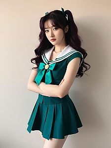 Sexy Cosplay Woman Dressed as Michiru Kaiou Sailor Neptune from Sailor Moon