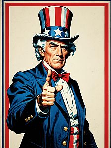 Patriotic Man in Top Hat