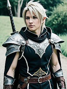 Final Fantasy Male Cosplay with Detailed Armor and Sword