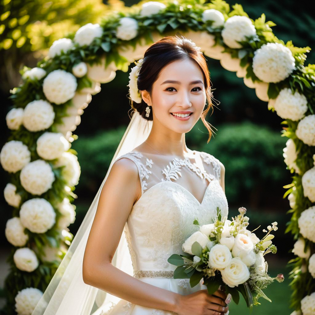 Radiant Bride with Floral Arch
