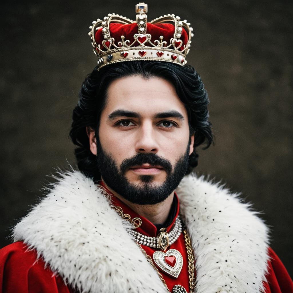 Regal Man in Velvet Cape and Crown Regal Man in Velvet Cape and Crown