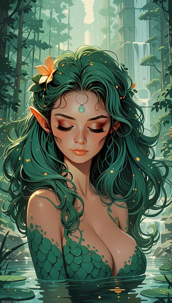 Serene Forest Nymph in Water