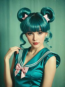 Sexy Cosplay Woman as Chibiusa Sailor Chibi Moon Character