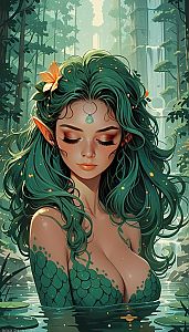 Serene Forest Nymph in Water