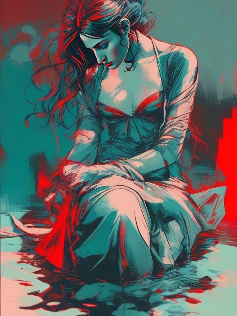 Contemplative Woman in Water