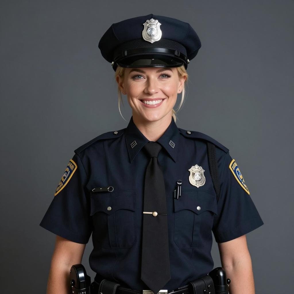 Smiling Female Police Officer in Uniform Portrait