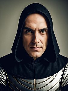 Mysterious Man in Cloak and Armor