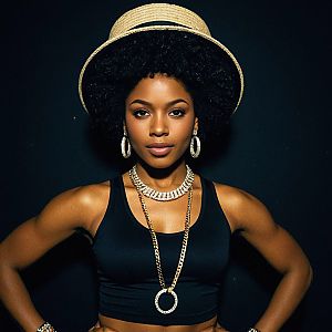 Confident Woman in Hip-Hop Fashion