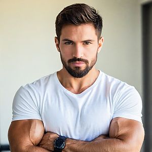 Confident Man in White T-Shirt
