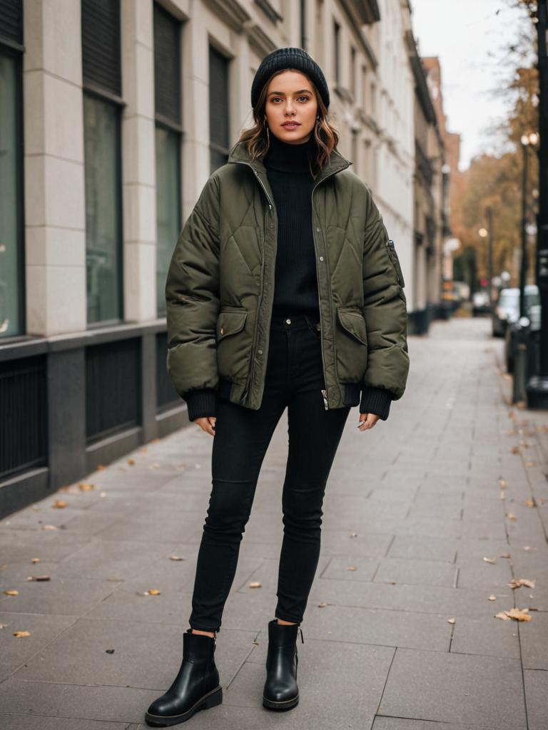 Stylish Woman in Urban Chic Outfit