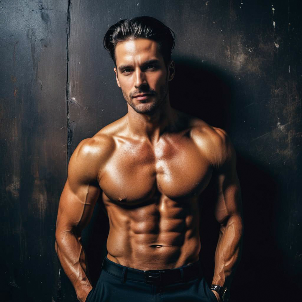 Muscular Man Shirtless Portrait