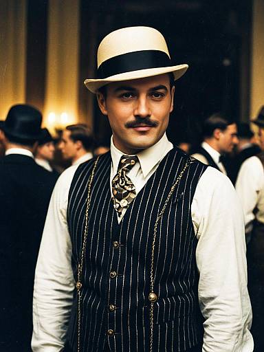 Man in Gatsby Party Costume 1920s Style Photorealistic Portrait