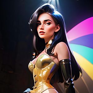 Futuristic Woman in Golden Corset
