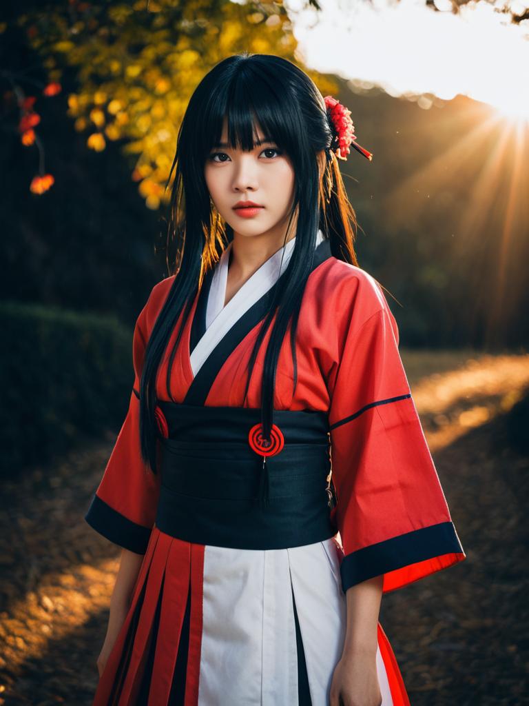 Realistic Kurenai Yuhi Costume Cosplay Woman in Nature