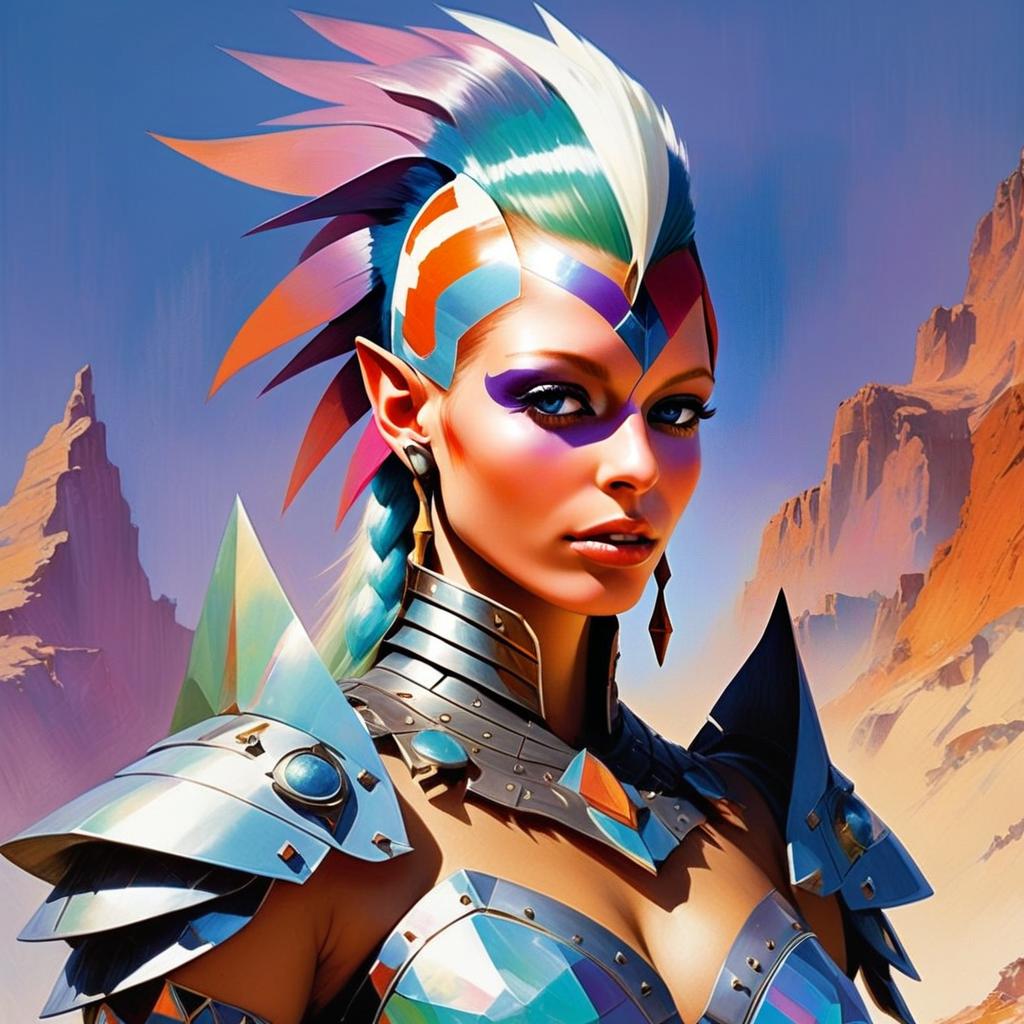 Fierce Woman Warrior in Futuristic Armor Fierce Woman Warrior in Futuristic Armor