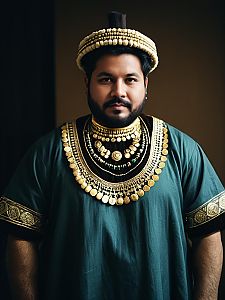 Realistic Bulat Costume Cosplay Man Wearing Regal Gold Jewelry