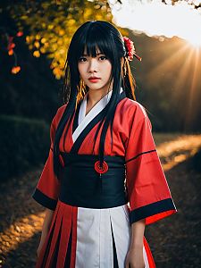 Realistic Kurenai Yuhi Costume Cosplay Woman in Nature