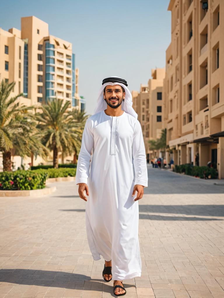 Confident Arab Man in Traditional Attire in Dubai