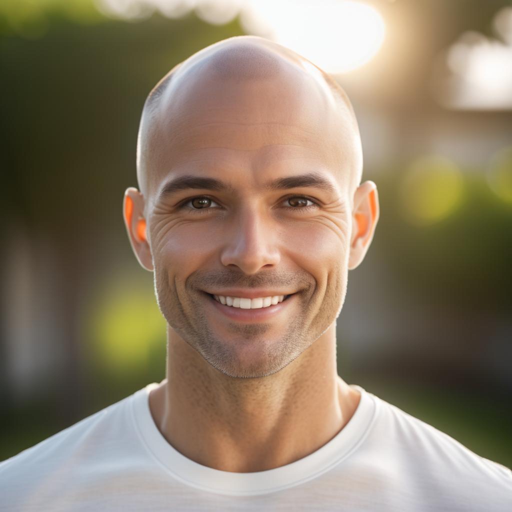 Cheerful Bald Man Smiling