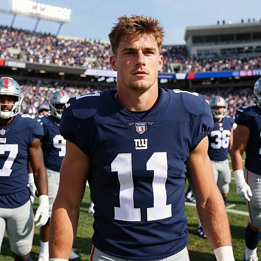 New York Giants NFL Player Number 11 on Football Field