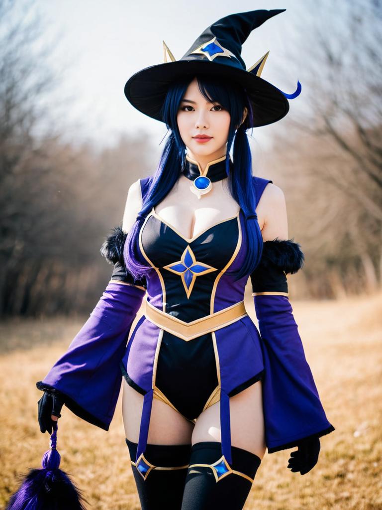 Realistic Mona Pact of Stars and Moon Genshin Impact Cosplay