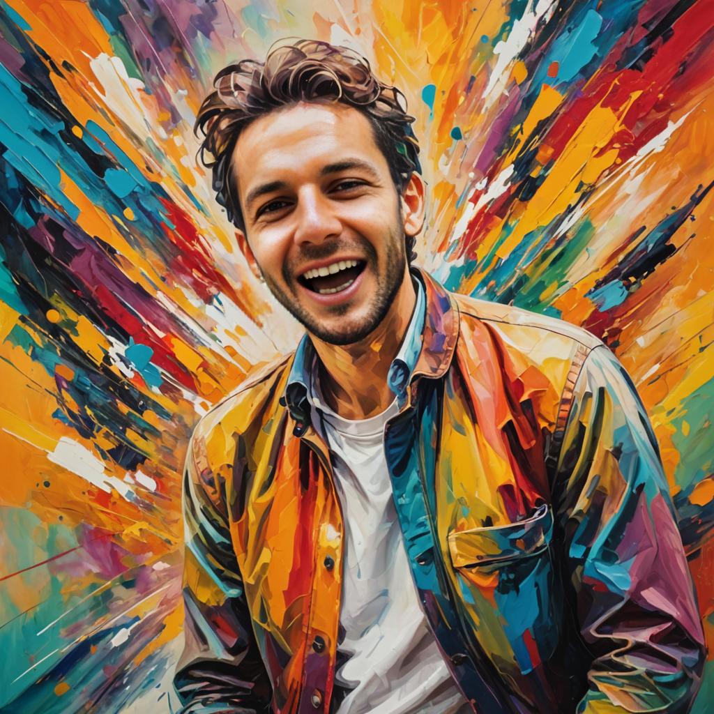 Smiling Man with Abstract Background