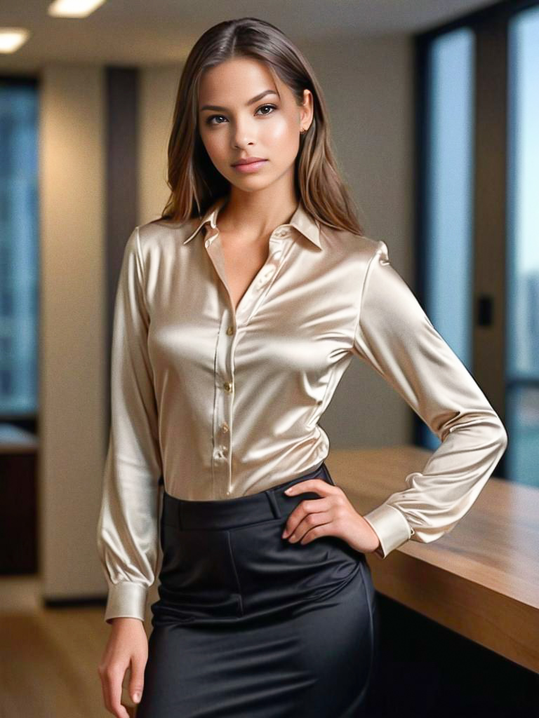 Confident Woman in Stylish Office Attire