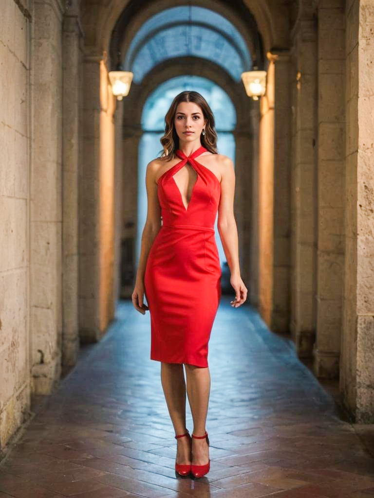 Confident Woman in Elegant Red Dress