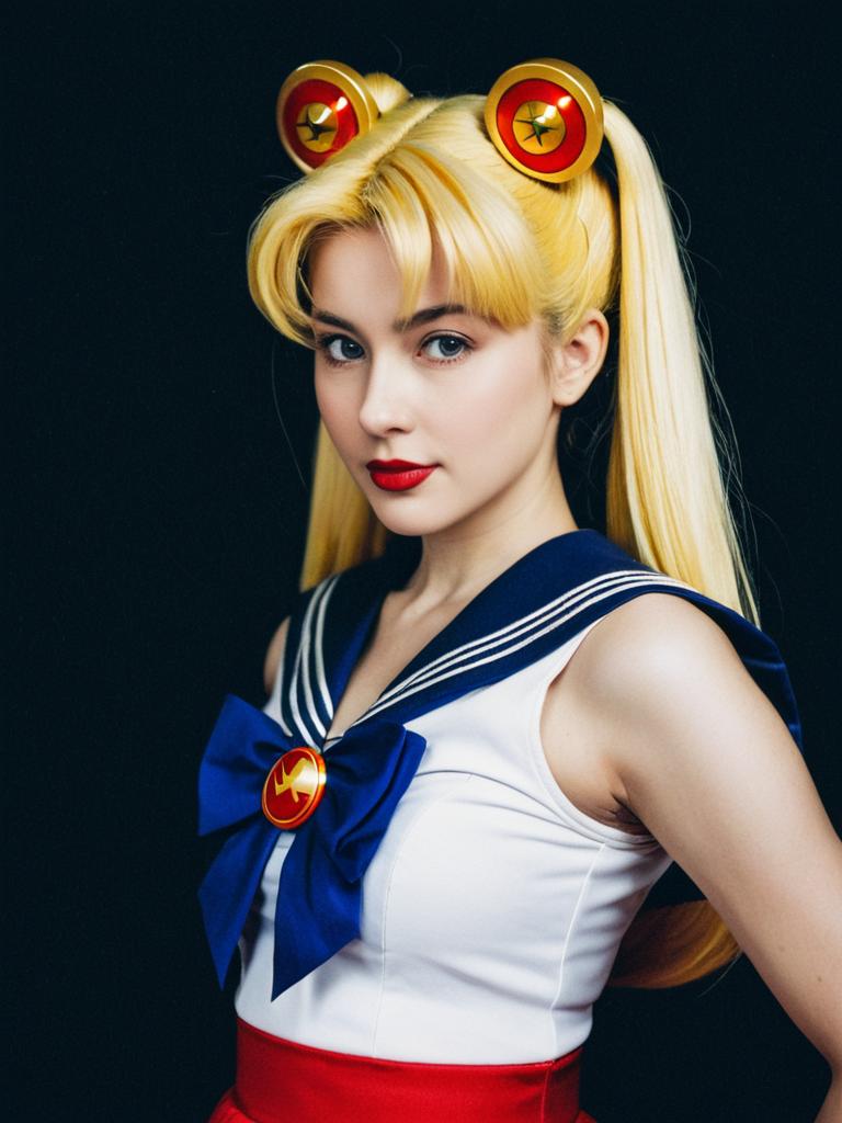 Woman in Sailor Moon Costume Cosplay Portrait