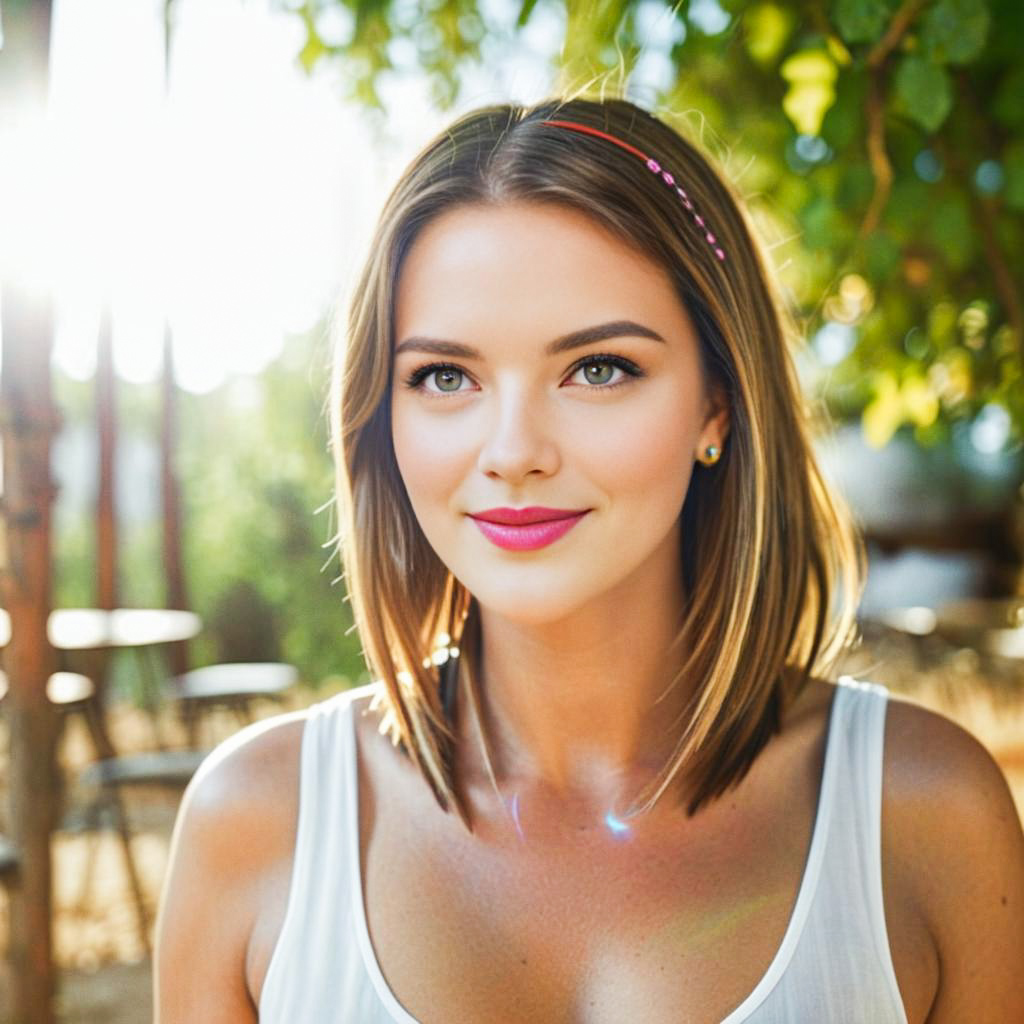 Smiling Woman in Sunlit Background