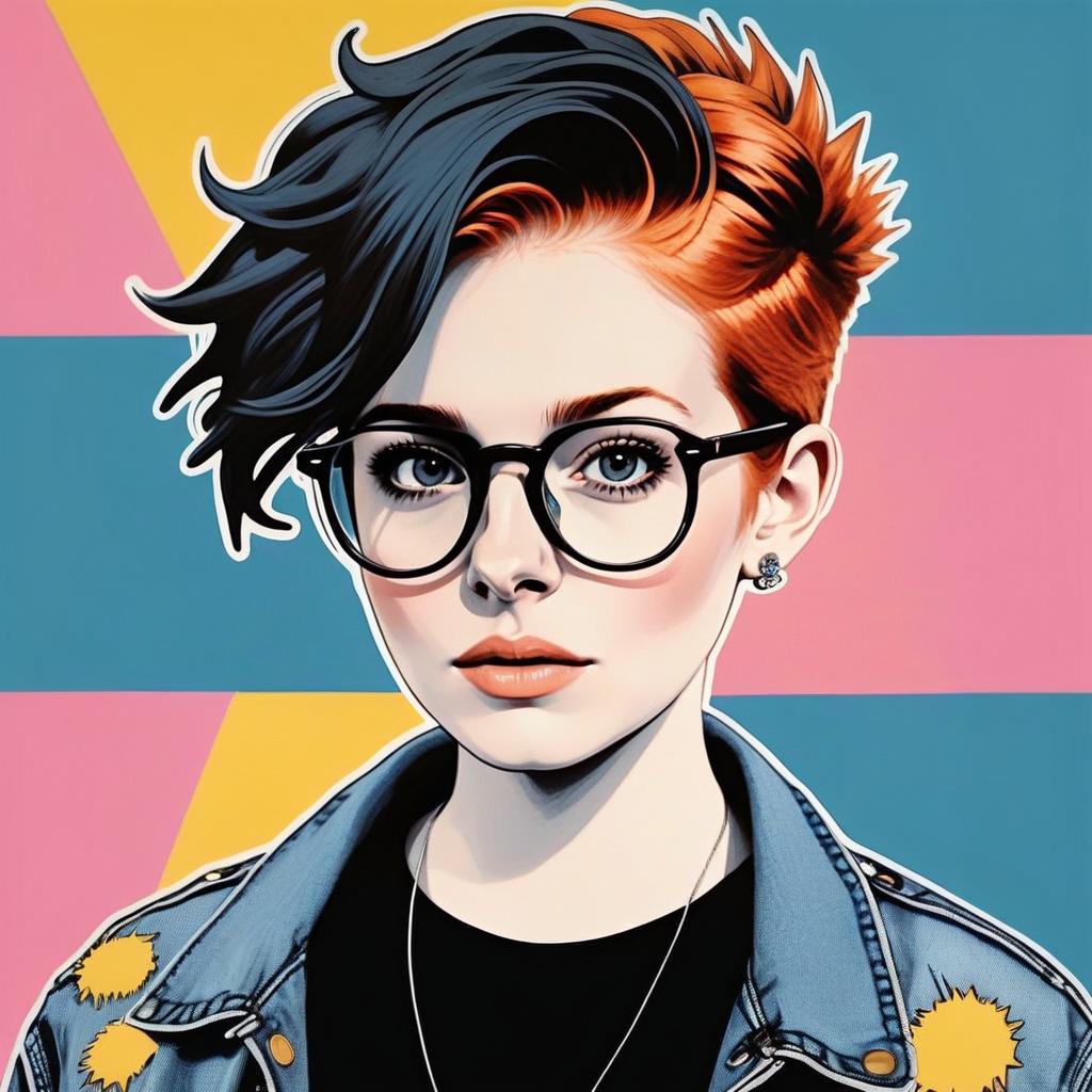 Stylized Digital Portrait of Young Woman with Asymmetrical Hair Stylized Digital Portrait of Young Woman with Asymmetrical Hair