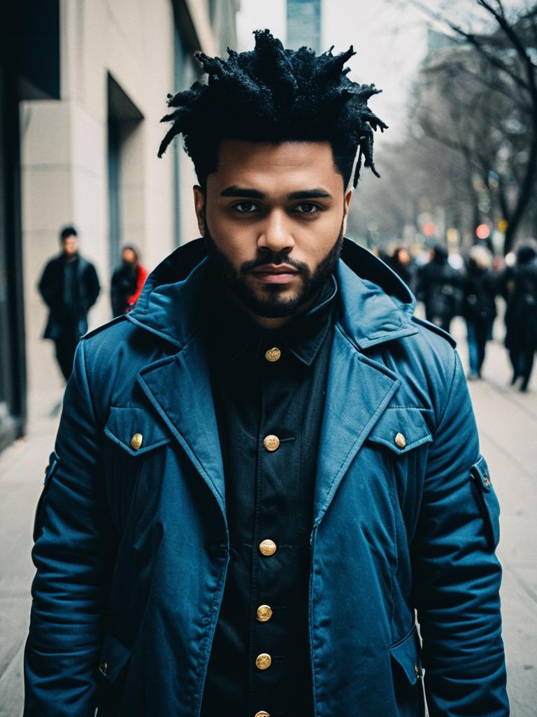 Man in Weeknd Costume Artistic Cosplay Editorial Photo Cinematic Tone