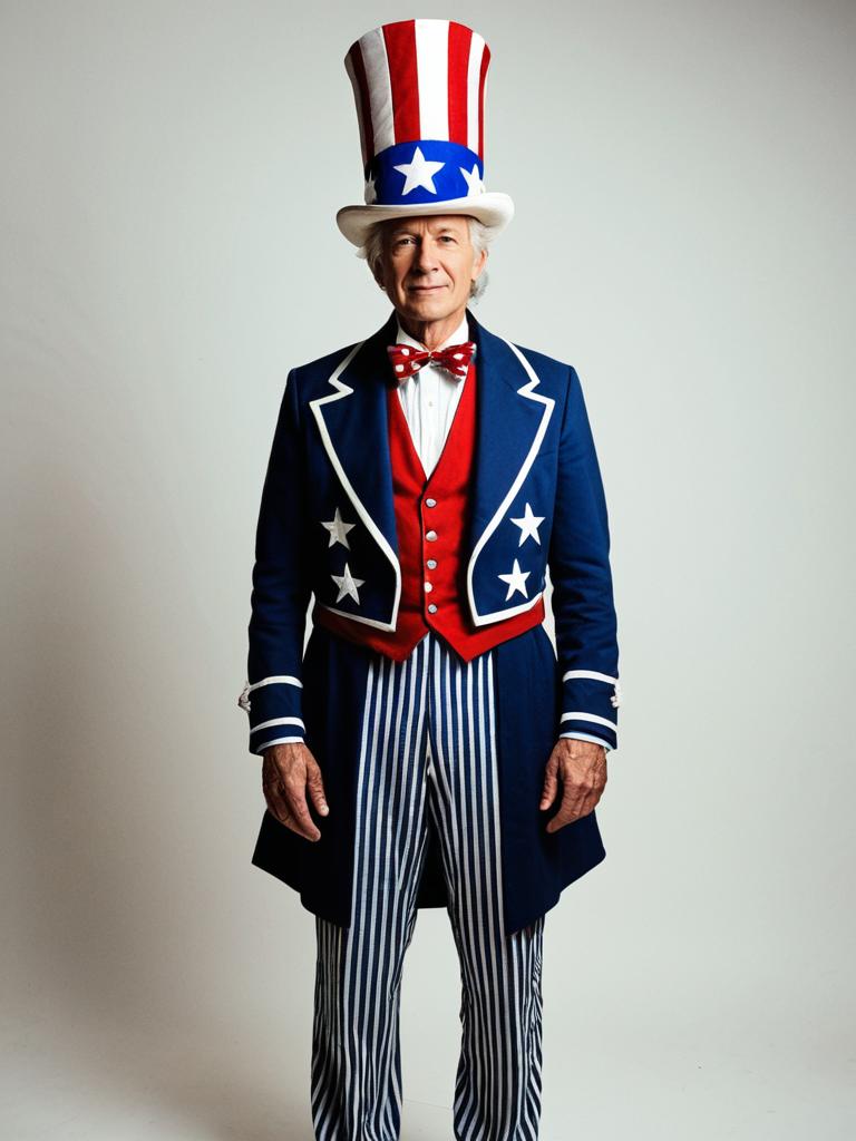 Elderly Man in Patriotic Costume