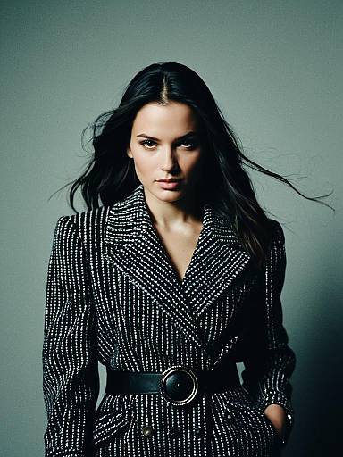 Stylish Woman in Designer Coat with Black Belt - Cinematic Fashion Portrait