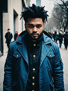 Man in Weeknd Costume Artistic Cosplay Editorial Photo Cinematic Tone
