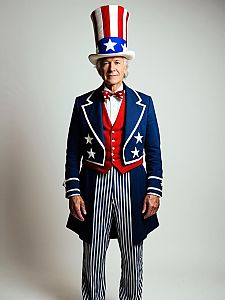 Elderly Man in Patriotic Costume