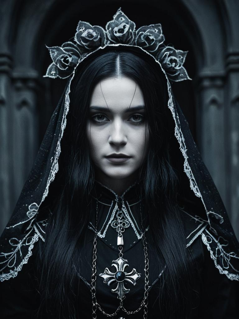 Woman in Llorona Costume Gothic Cosplay Studio Portrait