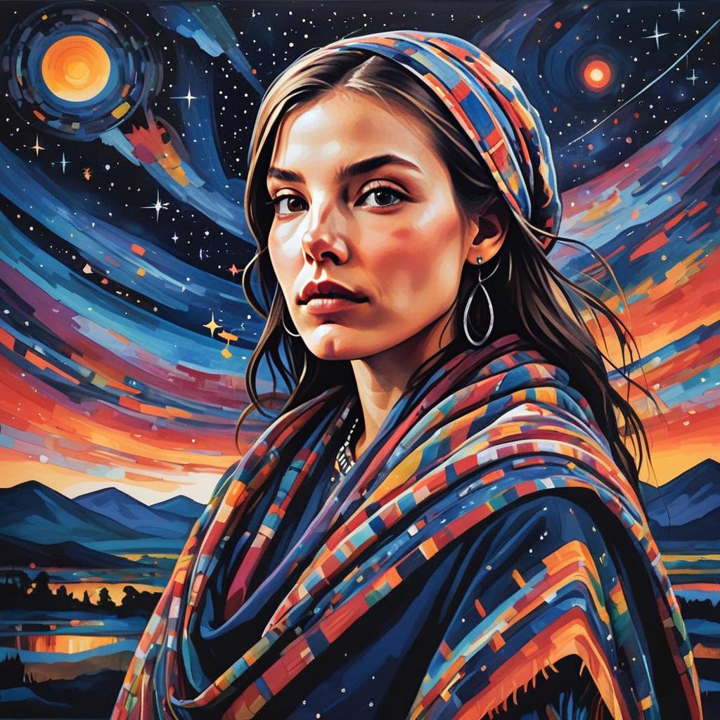 Colorful Cosmic Portrait of a Woman