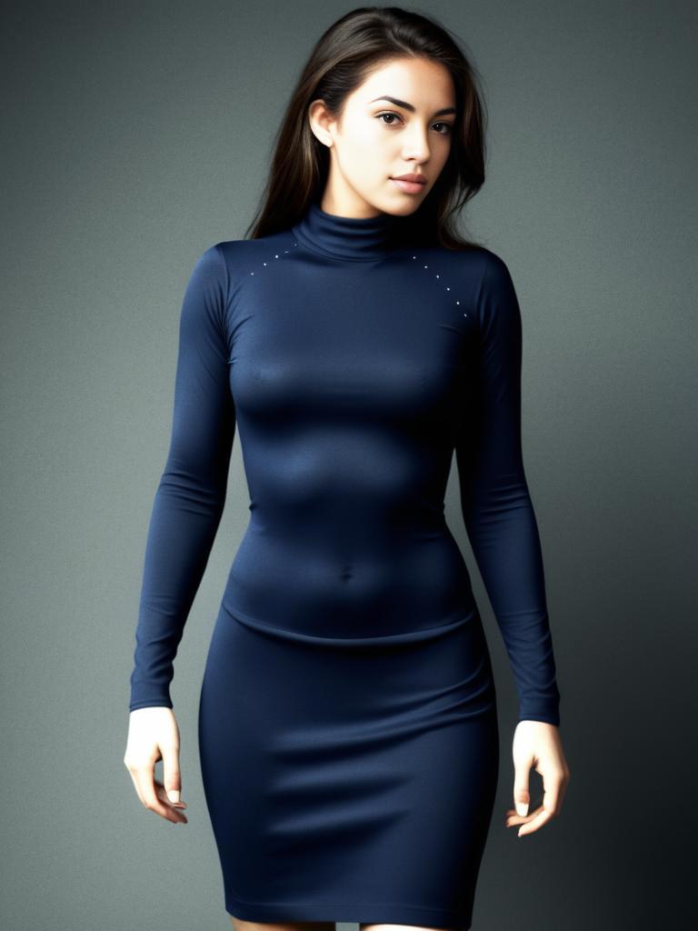 Elegant Woman in Navy Dress